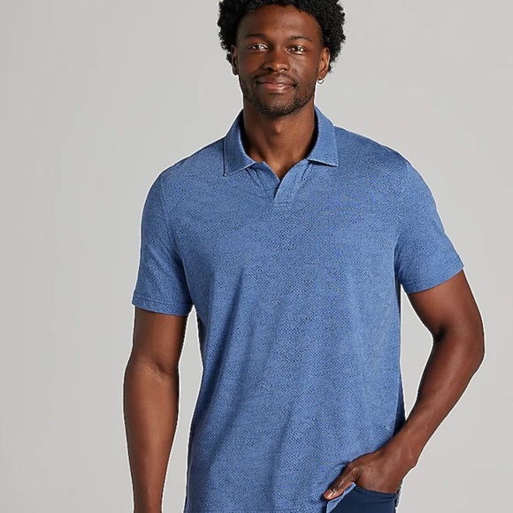 Joseph Abboud Textured Blue Polo Shirt - Picture 1 of 5